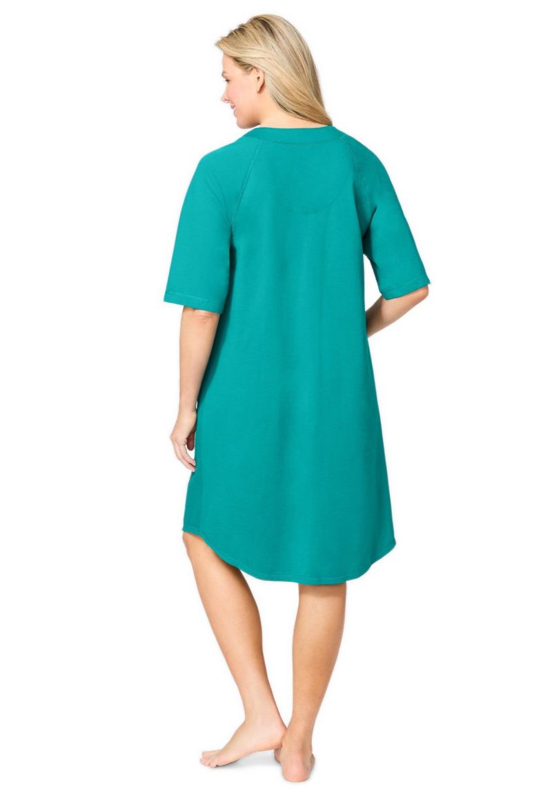 Women's Short Zip-Front Robe in French Terry