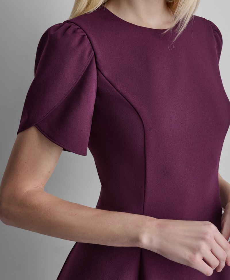 Women's Tulip-Sleeve Fit and Flare Dress