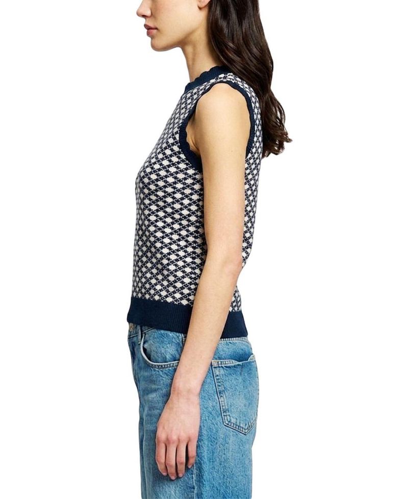 Women's Marlo Sleeveless Crewneck Scalloped Sweater Vest