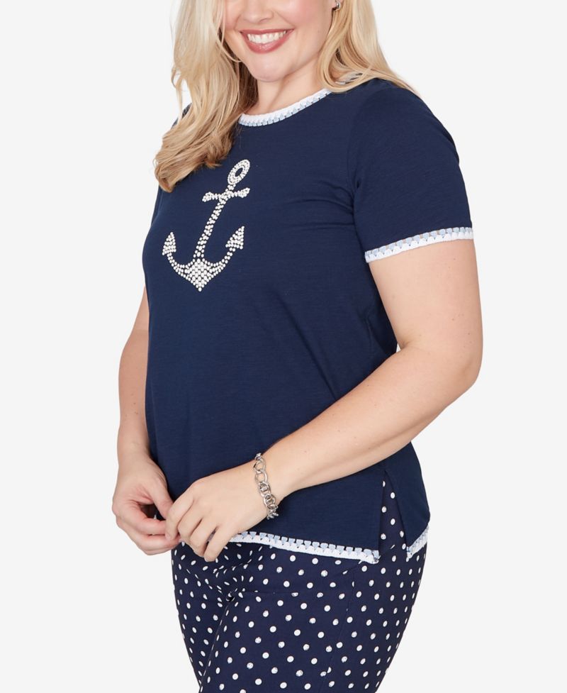Women's Port Side Mother of Pearl Anchor Graphic Top