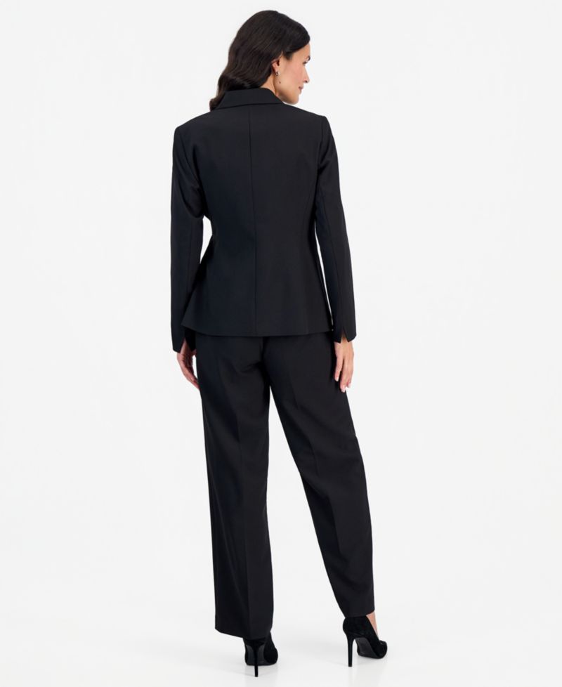 Women's Peak Lapel Wide-Leg Classic Fit Jacket and Pants, 2-Piece Set