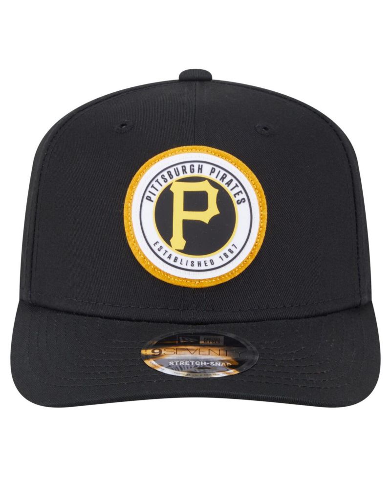 Men's Black Pittsburgh Pirates Circle Patch 9SEVENTY Stretch snap Hat