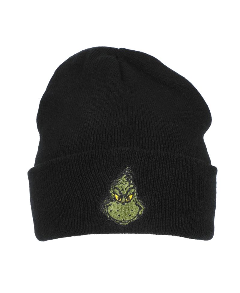 Men's Embroidery Black Acrylic Yarn Standard Cuff Beanie