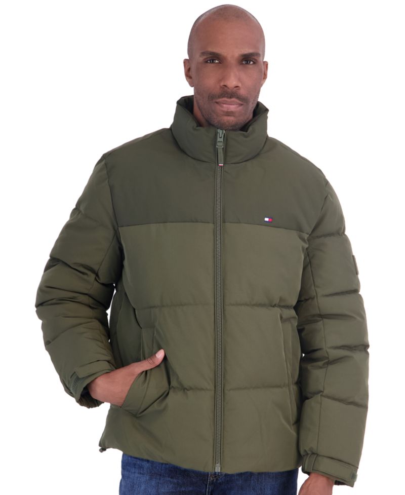 Men's Unhood Mix Media Puffer Jacket