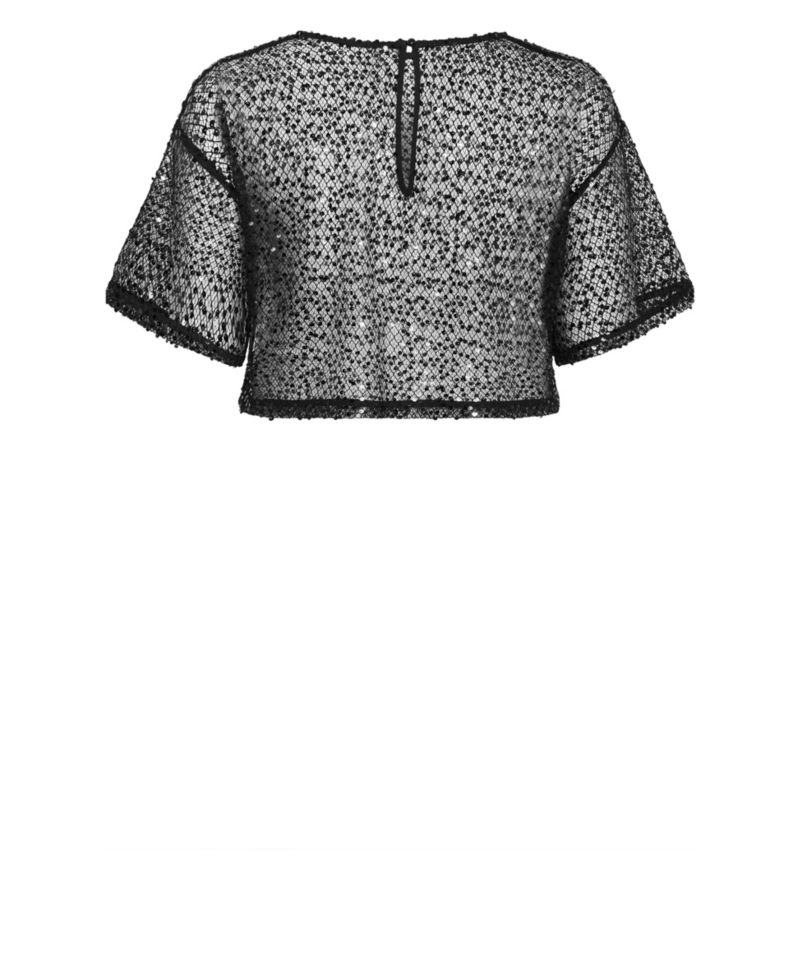 Plus Size Stardust Sheer-Mesh Sequin Crop Top