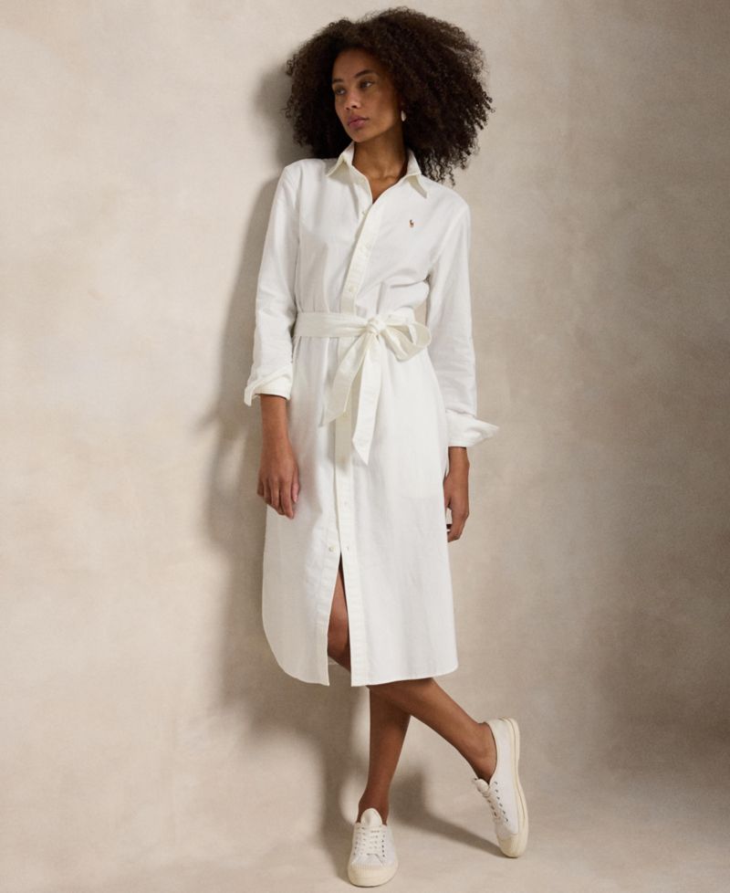 Women's Belted Cotton Oxford Shirtdress