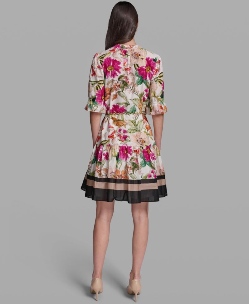 Women's Belted Collared Cotton Dress
