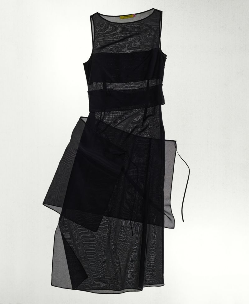 Women's Asymmetrical Overlay Semi-Sheer Midi Dress