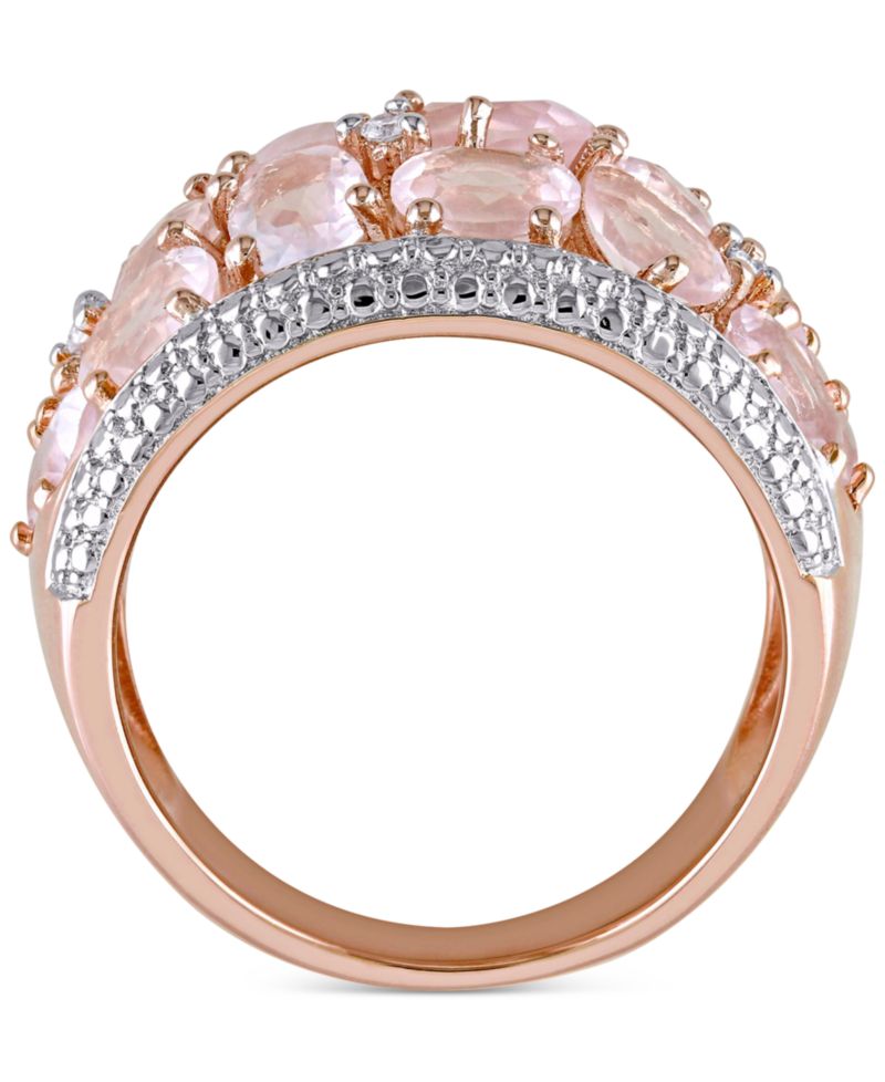 Rose Quartz (6 ct. t.w.) & Diamond (1/20 ct. t.w.) Openwork Statement Ring in Rose Gold-Plated Sterling Silver
