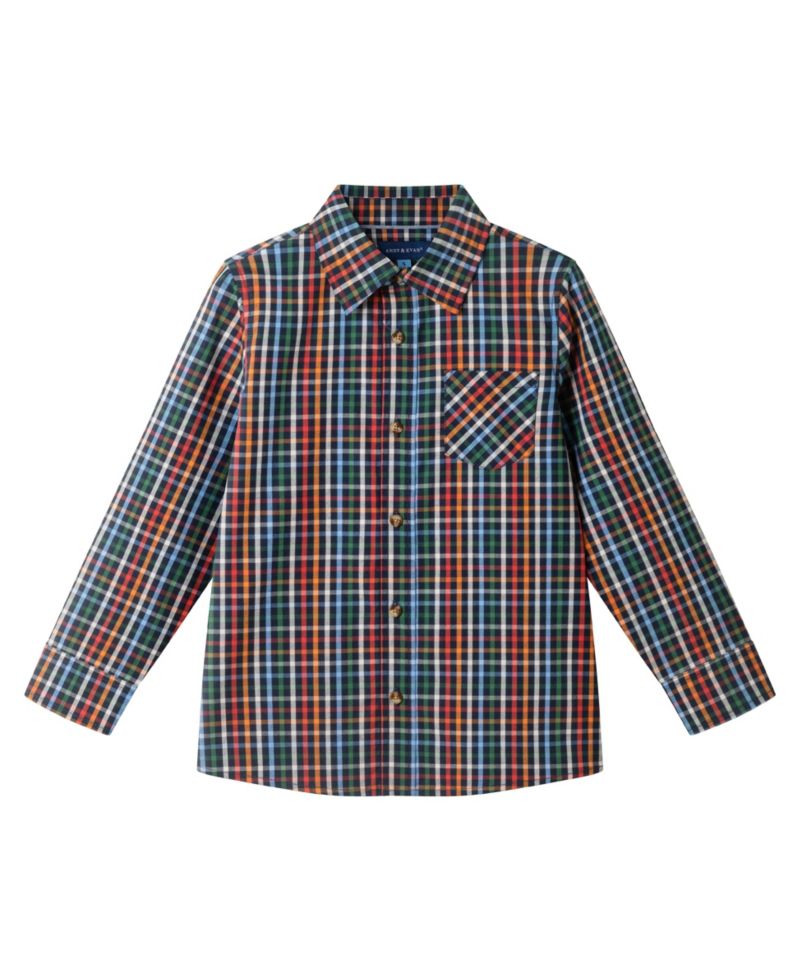 Toddler/Child Boys Navy Multi Plaid Buttondown