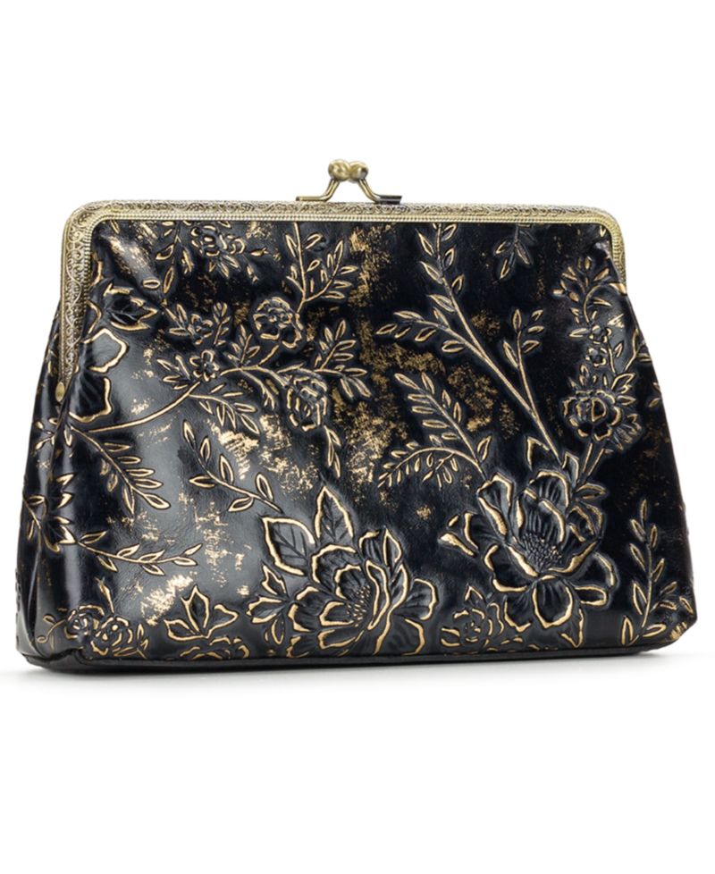 Rose Garden Small Borriana Kiss-Lock Leather Crossbody Handbag