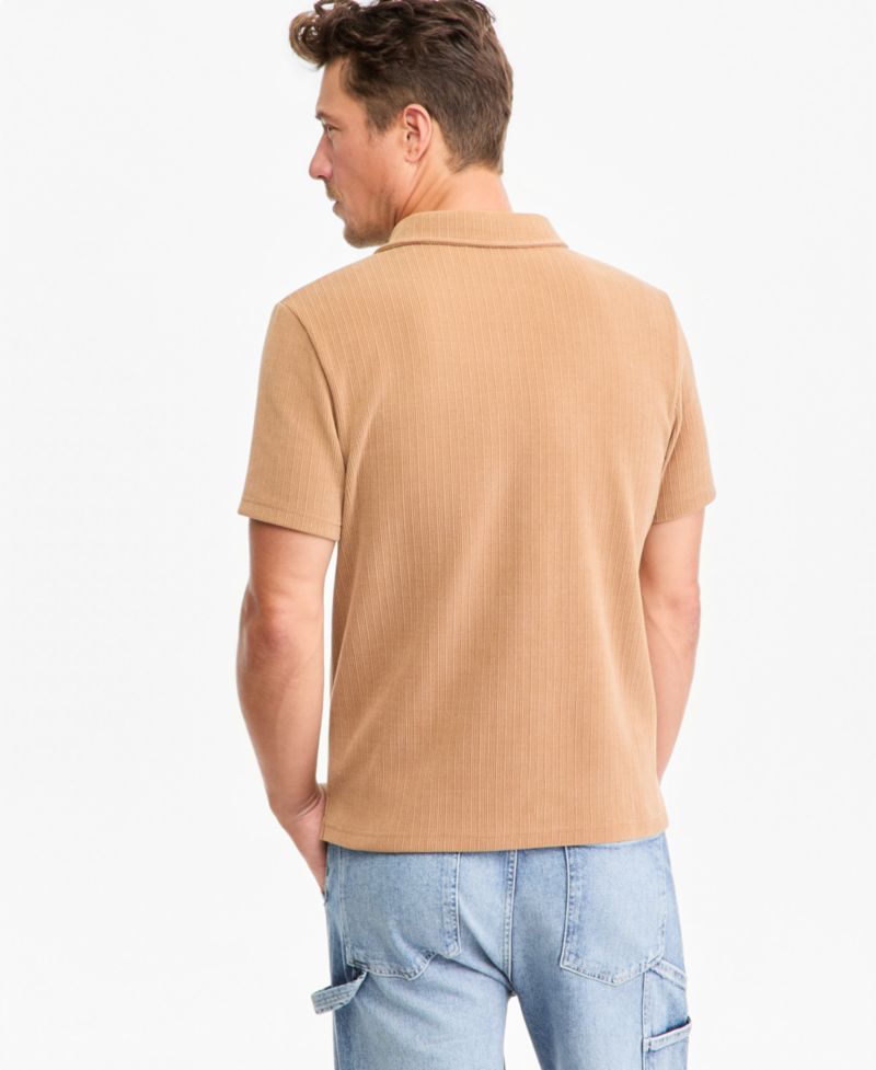 Men's Short-Sleeve Knit Corduroy Polo Shirt