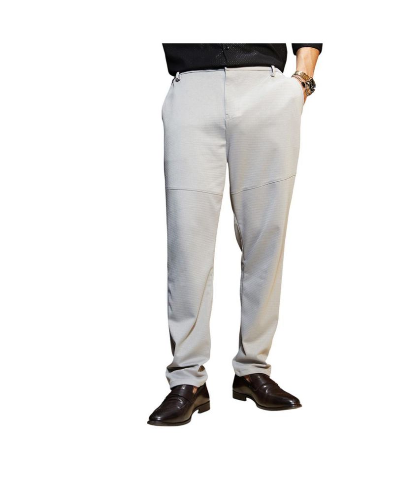 Men's Cloud Grey Panel-Waffle Chino Trousers
