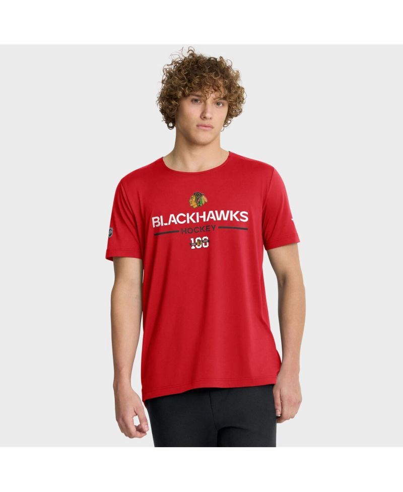 Men's Red Chicago Blackhawks Authentic Pro Centennial Rink Tech T-Shirt