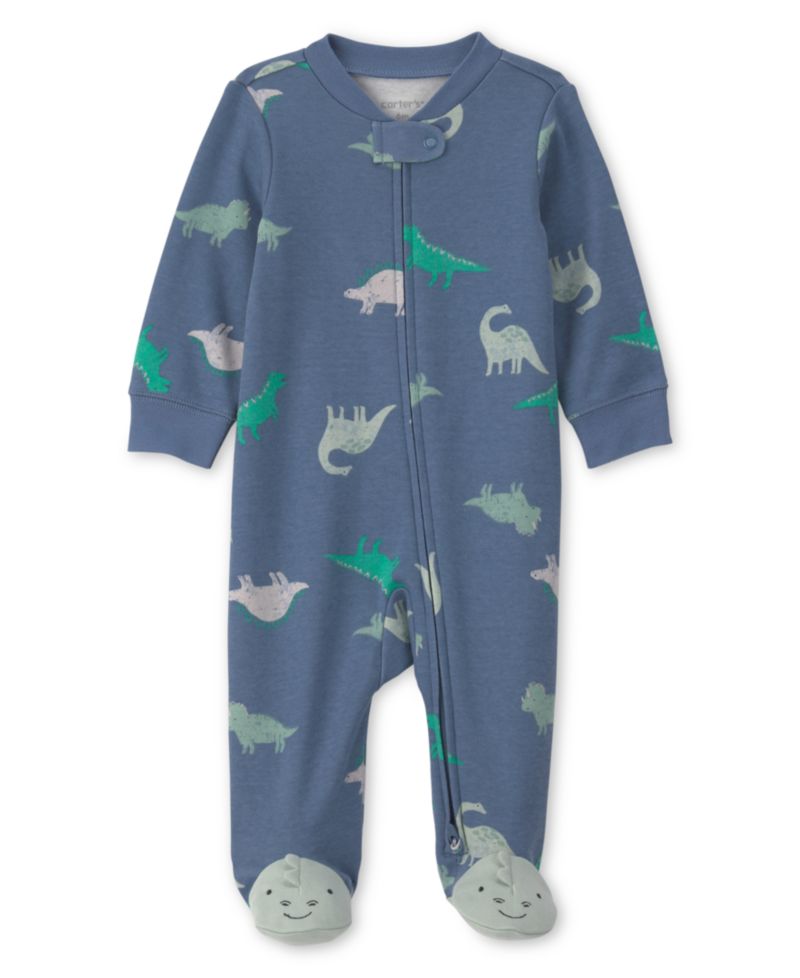 Baby Boy's Dinosaur Foot Art 2-Way Zip Sleep & Play