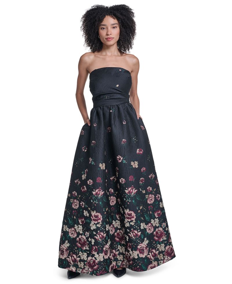 Women's Strapless Floral Gown