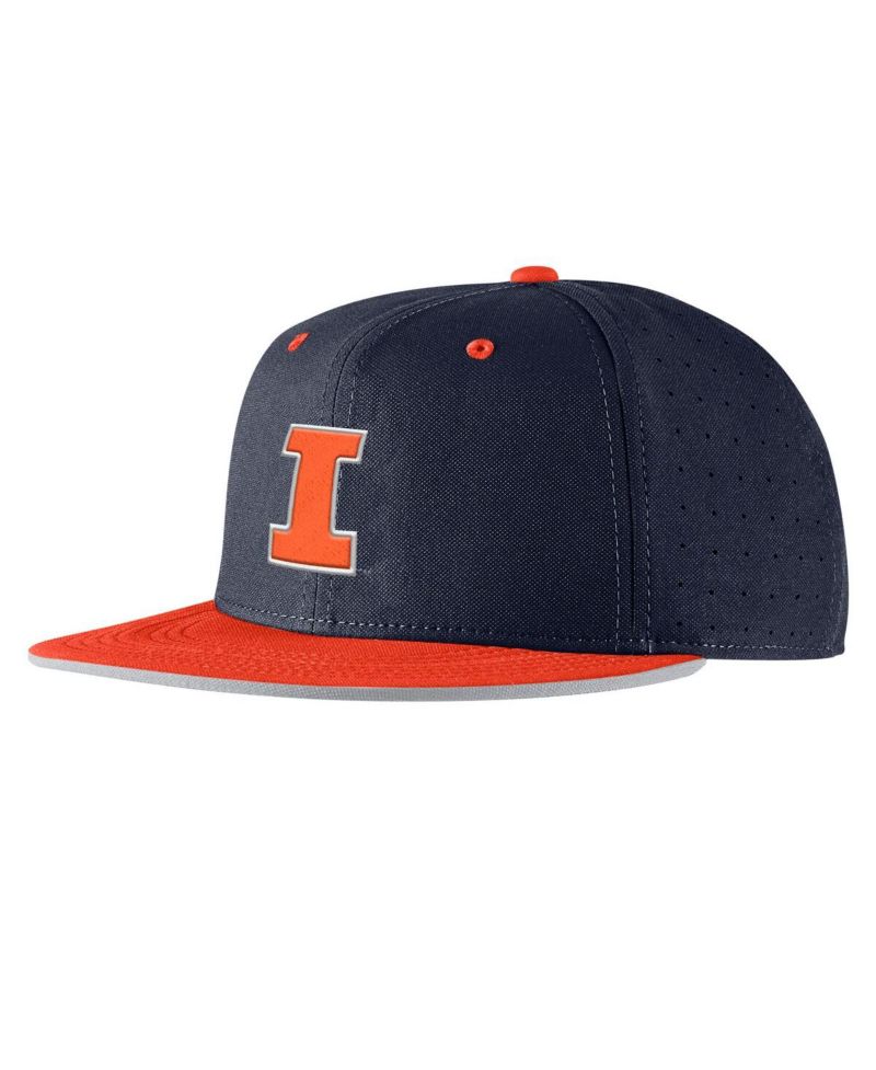 Men's Navy Illinois Fighting Illini On-Field True Performance Baseball Fitted Hat
