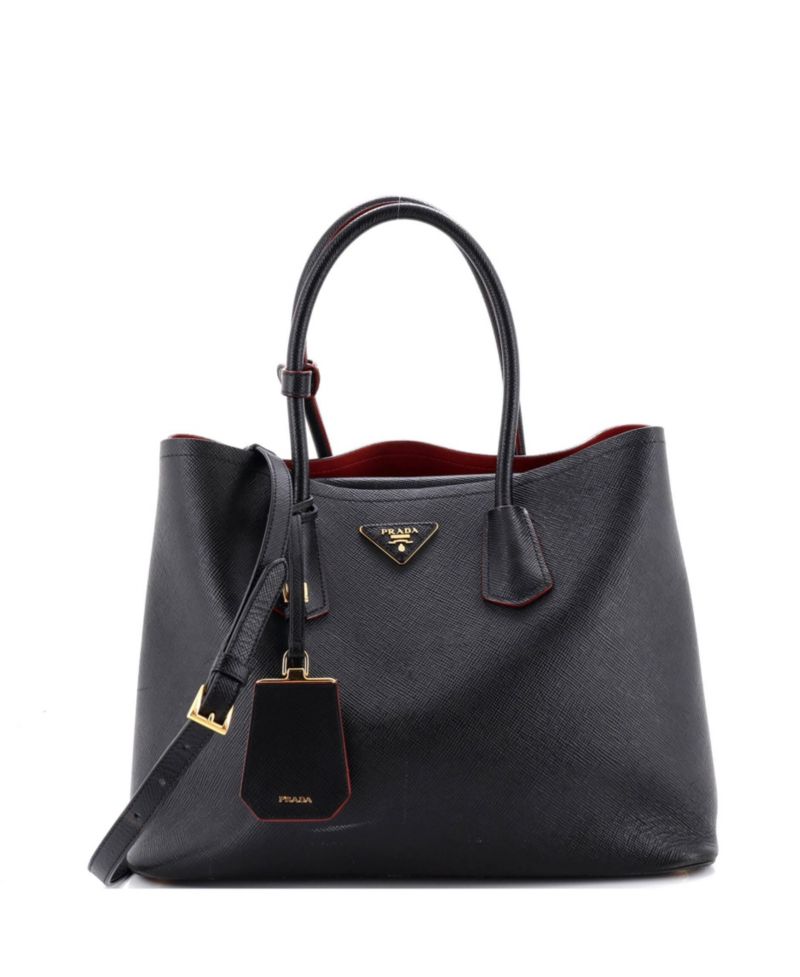 Medium Cuir Double Tote Saffiano Leather