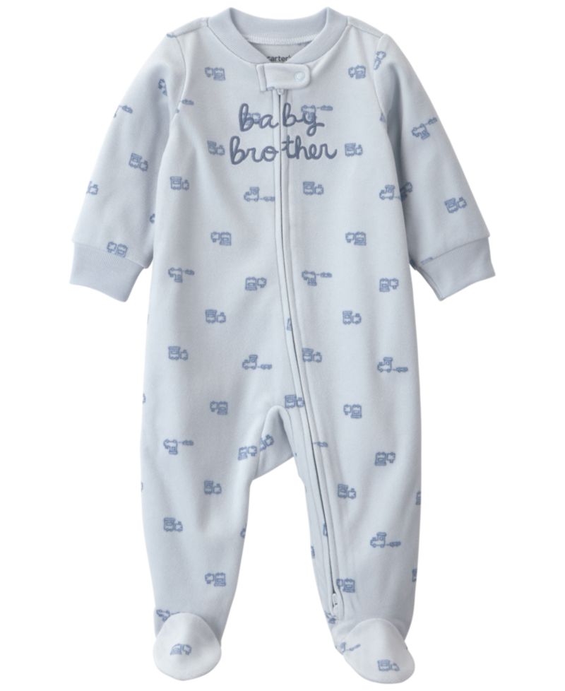 Baby Boys' Baby Brother Fleece 2-Way Zip Sleep & Play