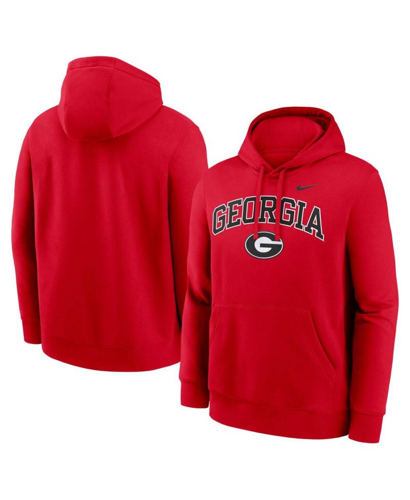 Men's Red Georgia Bulldogs Club Fleece Arch Pullover Hoodie
