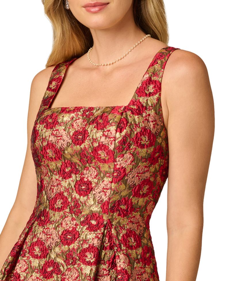 Women's Floral Jacquard Fit & Flare Short Dress