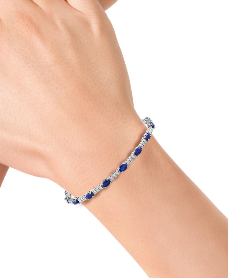 EFFY® Sapphire (3-1/20 ct. t.w.) & Diamond (1/5 ct. t.w.) Tennis Bracelet in Sterling Silver