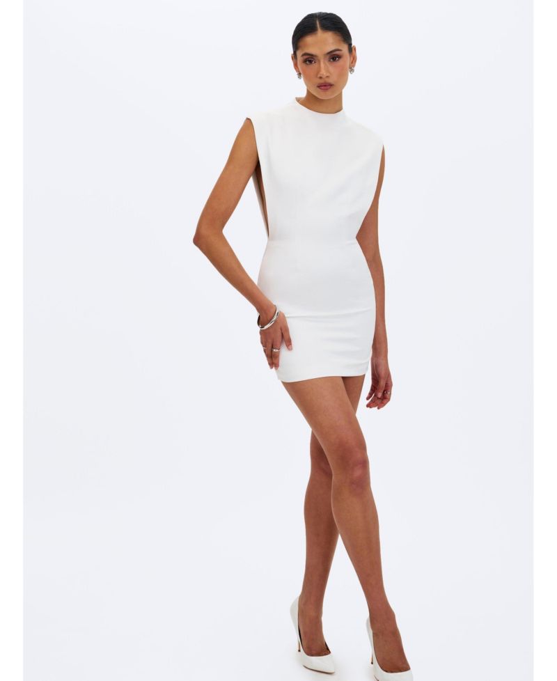 Women's Vienna Satin Mock Neck Mini Dress
