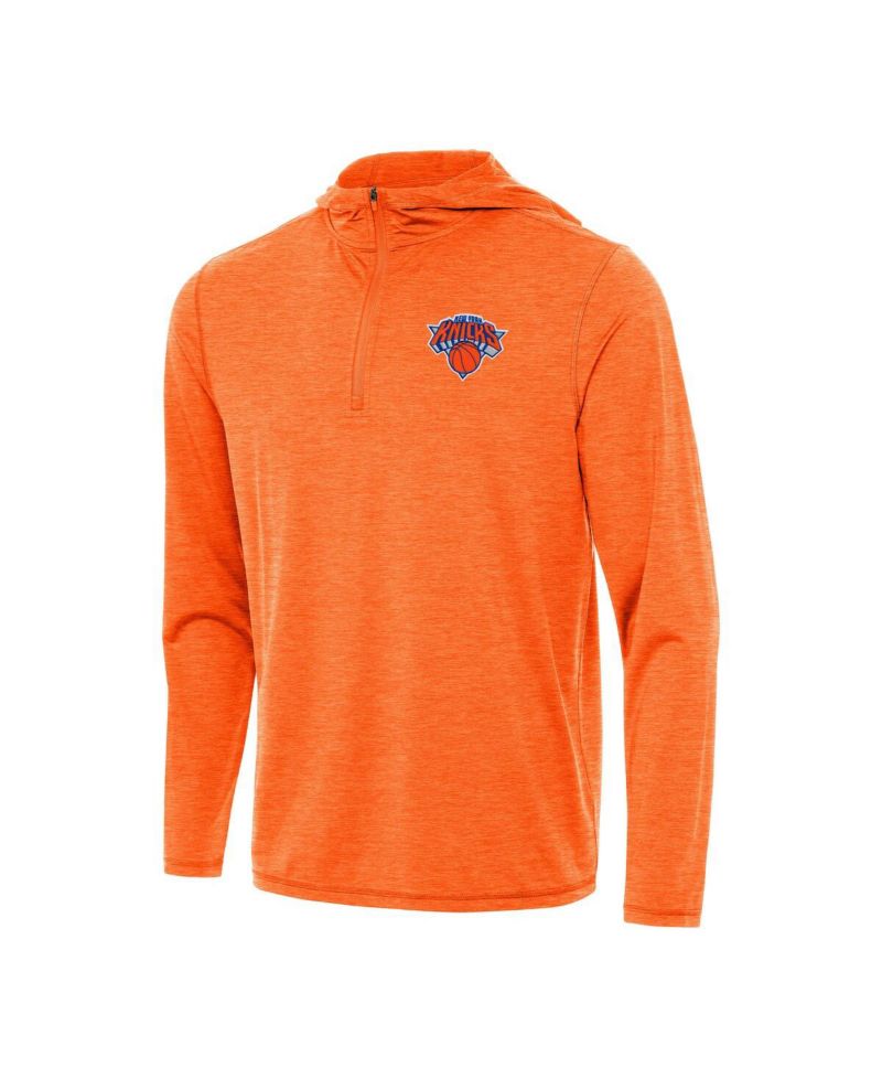 Men's Heather Orange New York Knicks Tidy Quarter-Zip Hoodie