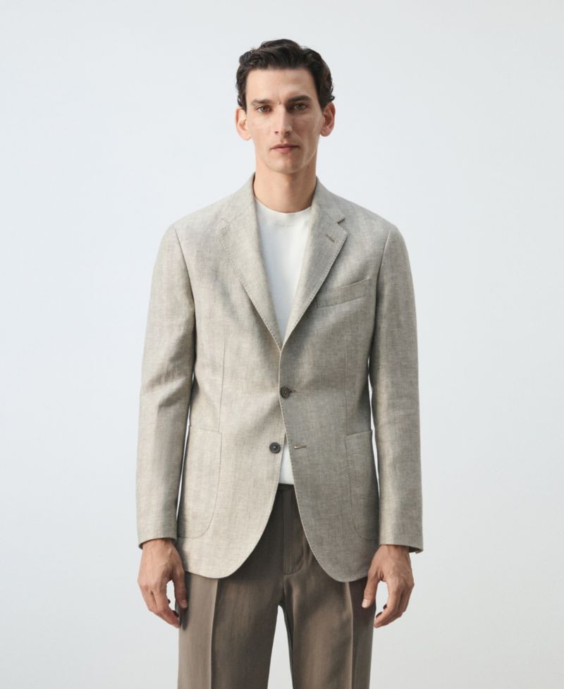 Men's Slim-Fit Linen Blazer