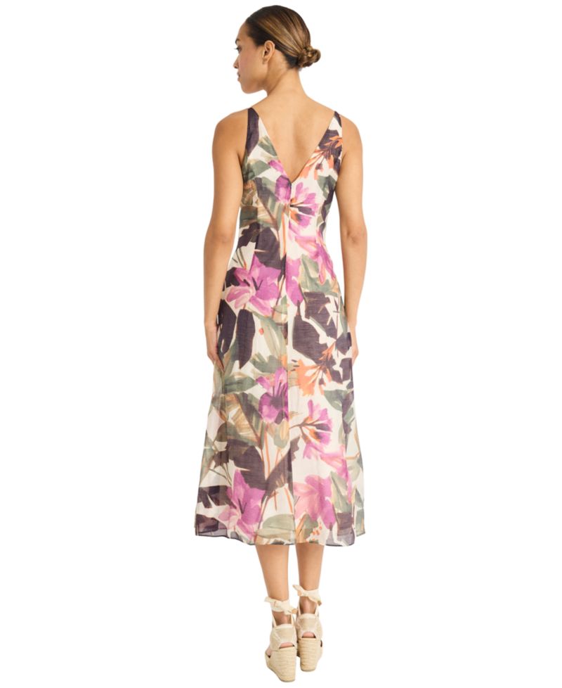 Women's Printed Voile Sleeveless A-Line Dress