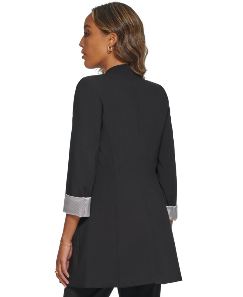 Petite Roll Sleeve Open Front Blazer