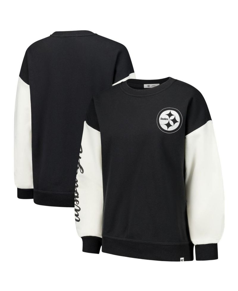 Women's Black Pittsburgh Steelers Double Header Rise Andie Pullover Sweatshirt