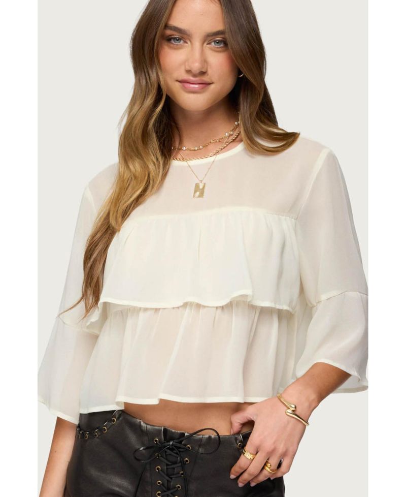 Women's Missey Ruffled Chiffon Top