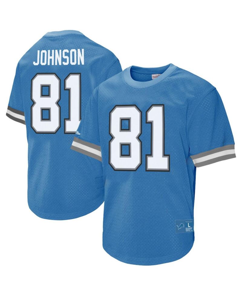 Men's Calvin Johnson 81 Blue Detroit Lions Retired Player Name & Number Mesh T-Shirt