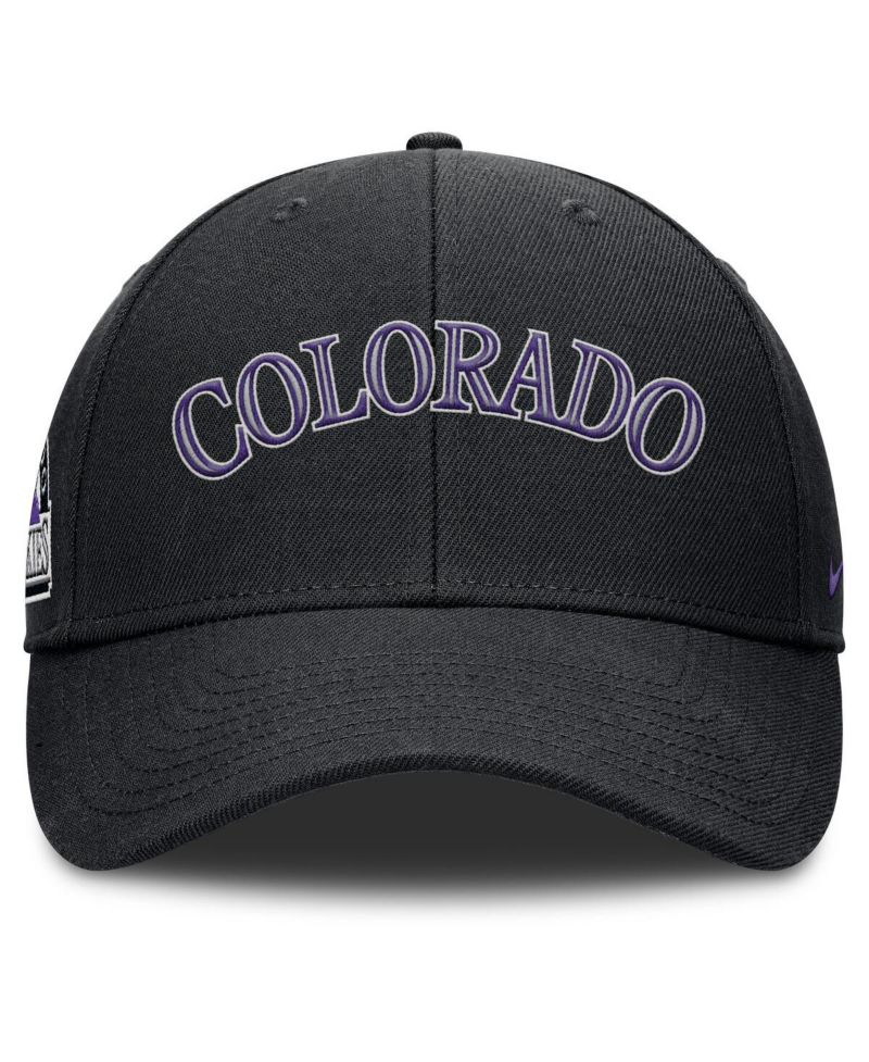 Men's Black Colorado Rockies Rise Gaberdine Adjustable Hat