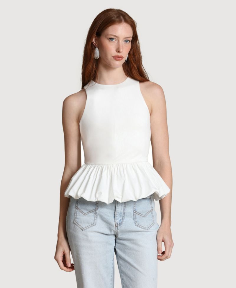 Women's Peplum Crew Neck Tank Top