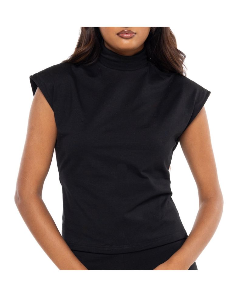 Women's SLEEVELESS ZIP TURTLENECK TOP