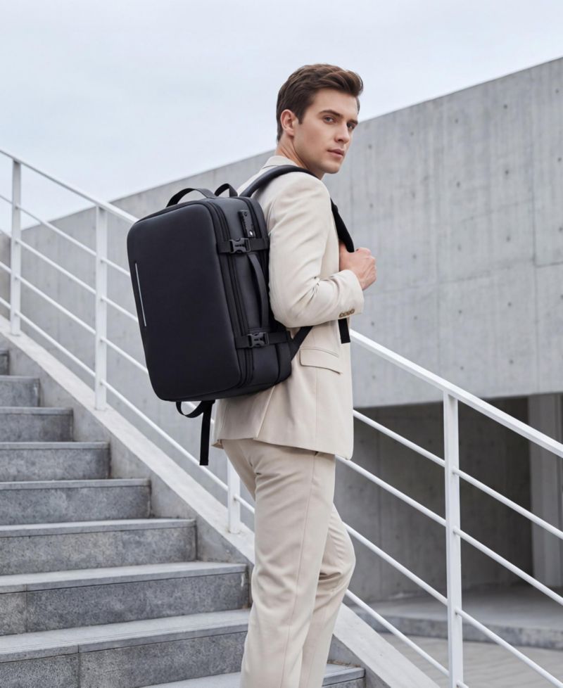 Expandable Travel Backpack with USB Charging Port, 20 to 30 Liters Carry On Backpack with Laptop Compartment, Water-Resistant Business Backpack