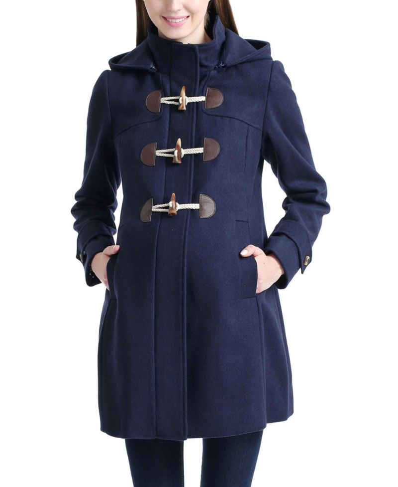 Maternity Wool-Blend Detachable Hood Duffle Coat