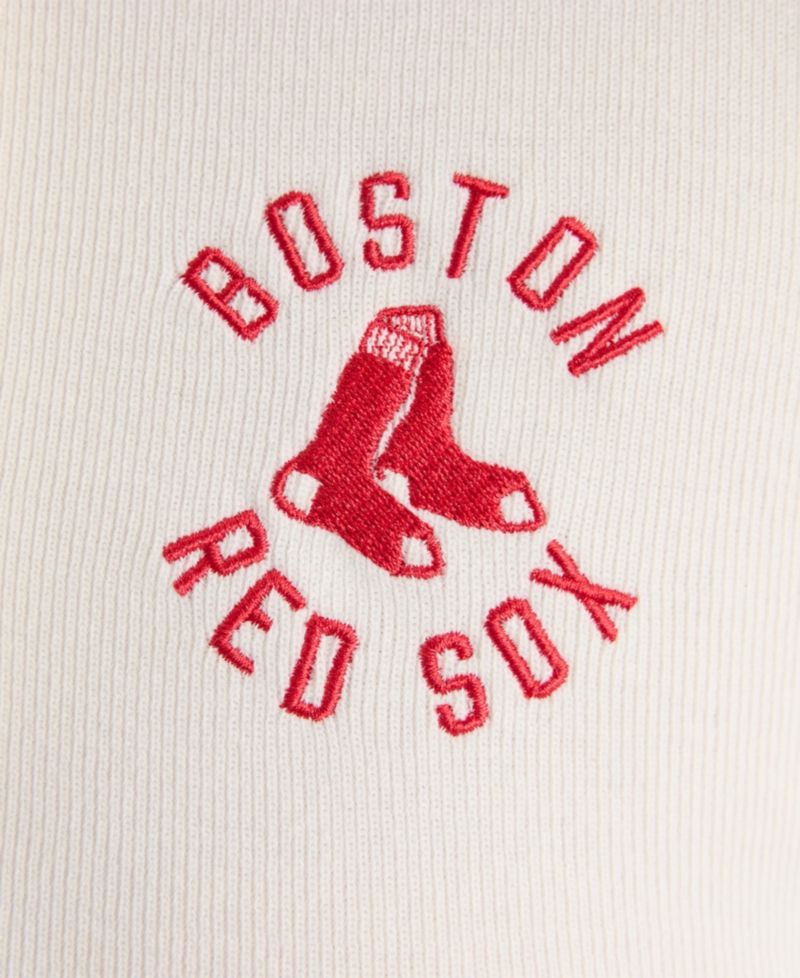 Women's Boston Red Sox Iconic Ribbed Cropped Henley Tank Top