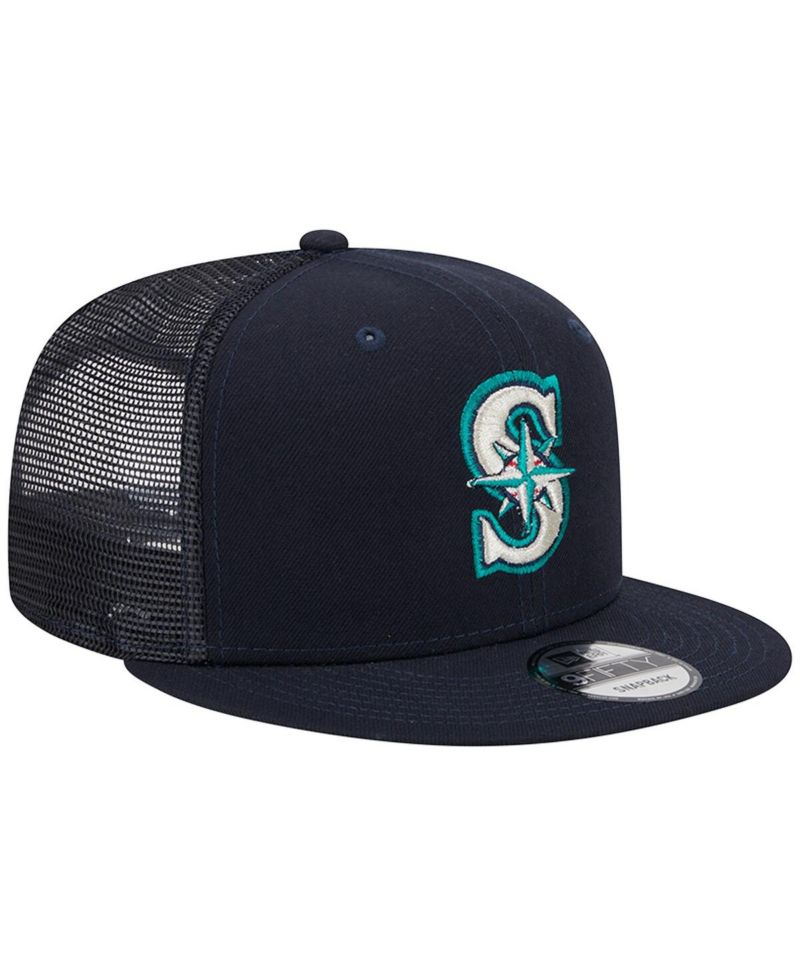 Men's Navy Seattle Mariners Team Color Trucker 9FIFTY Snapback Hat