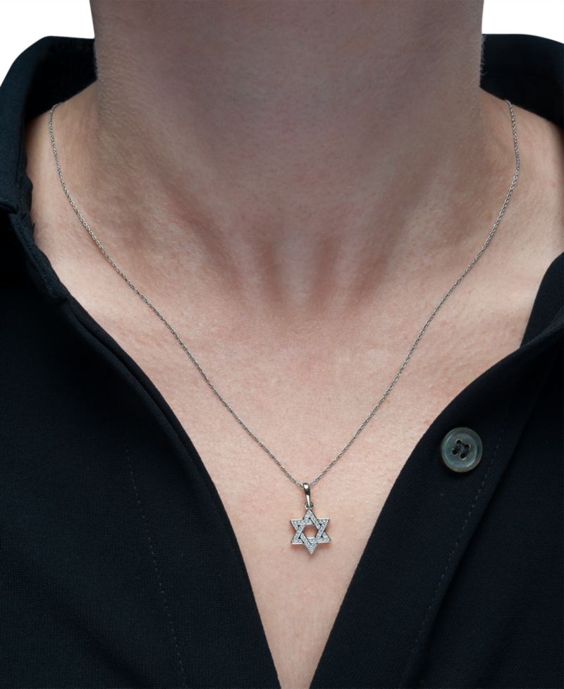 Diamond Star of David 18" Pendant Necklace (1/10 ct. t.w.) in 10k White or Yellow Gold