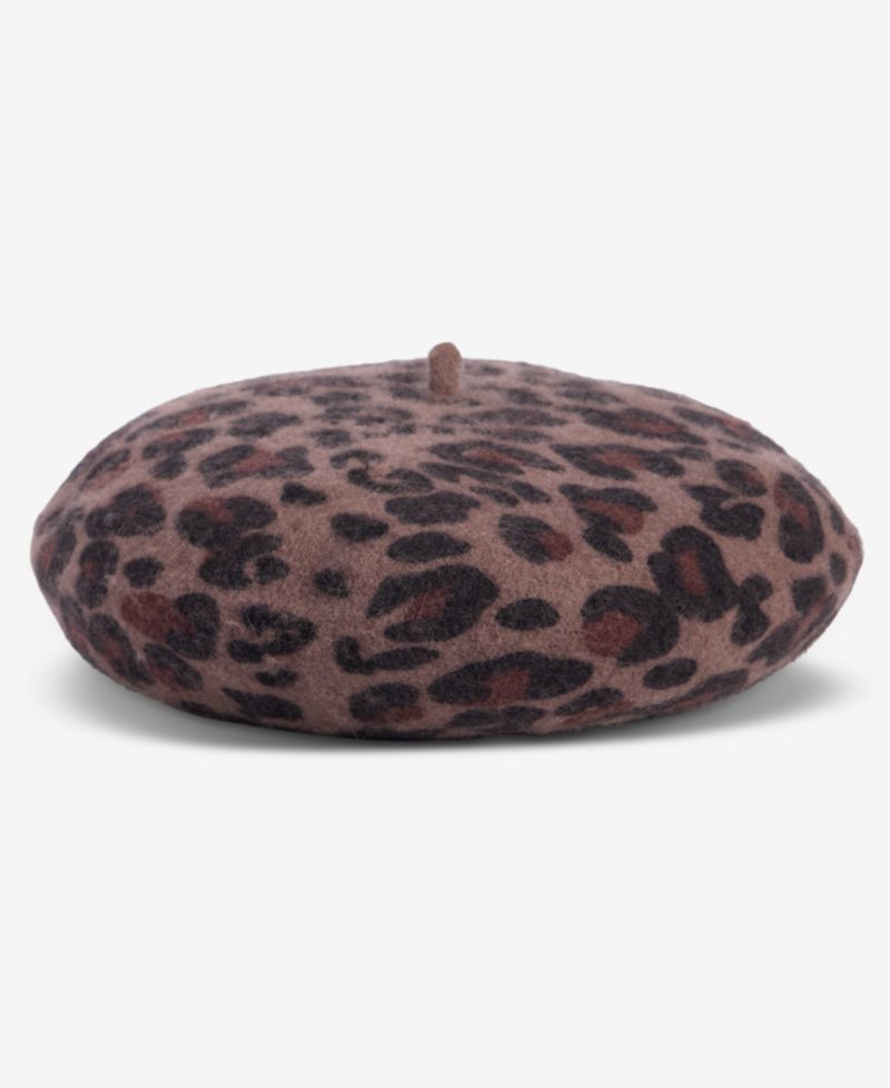 Leopard Print Wool-Blend Beret