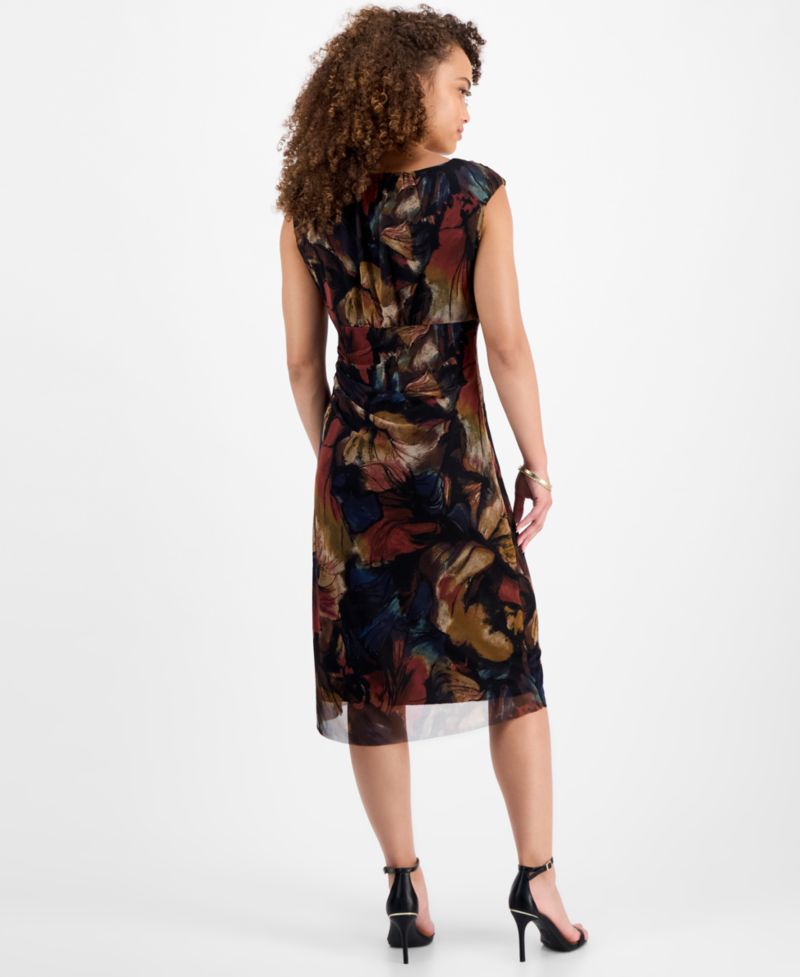 Petite Printed V-Neck Sleeveless Dress