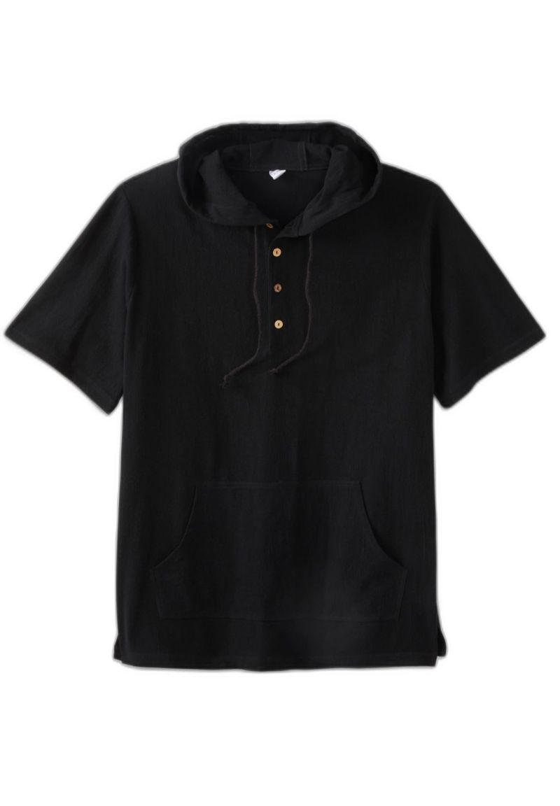 Tall Gauze Short-Sleeve Hoodie