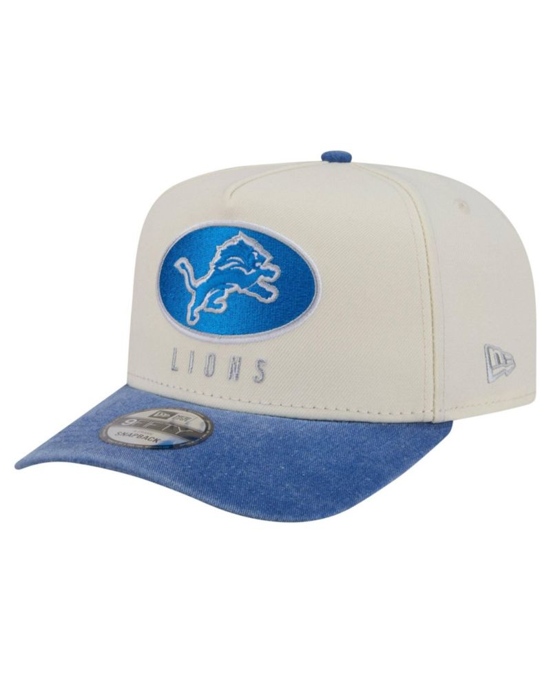 Men's Cream/Blue Detroit Lions Washed A-Frame 9FIFTY Snapback Hat