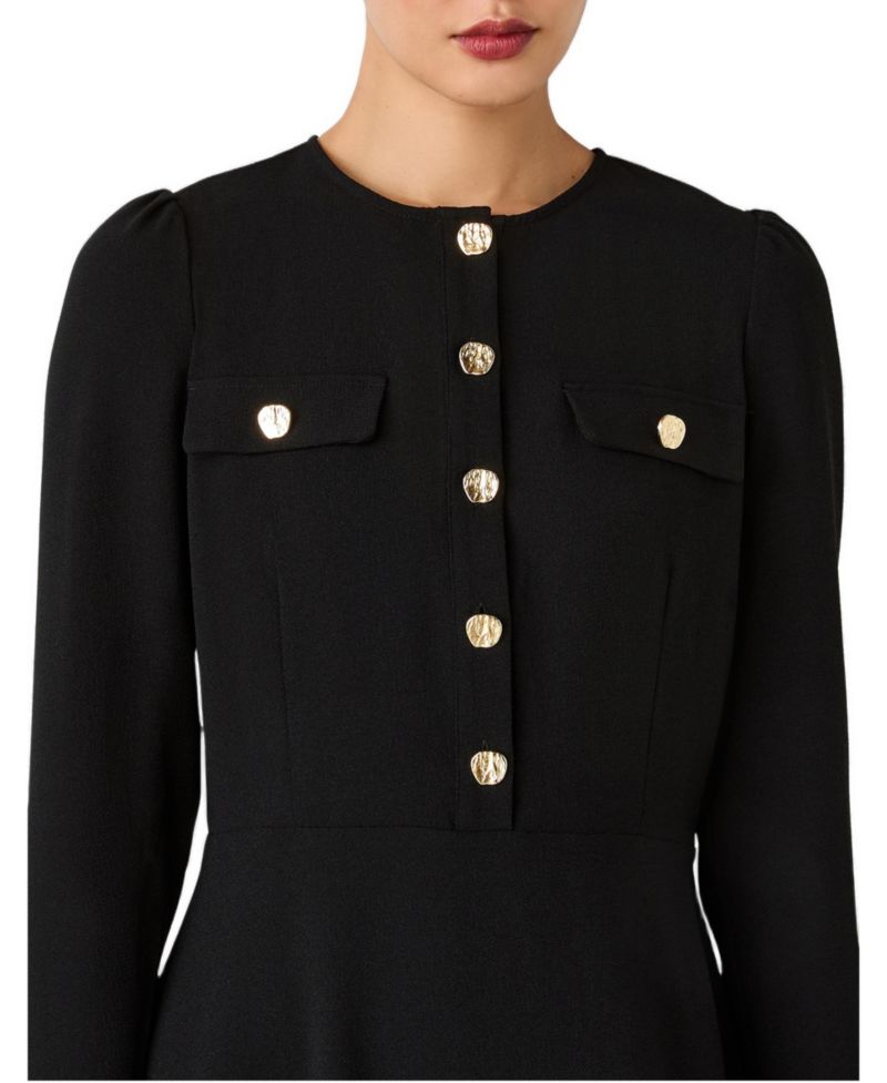 Women's Evie Long-Sleeve Crepe A-Line Dress
