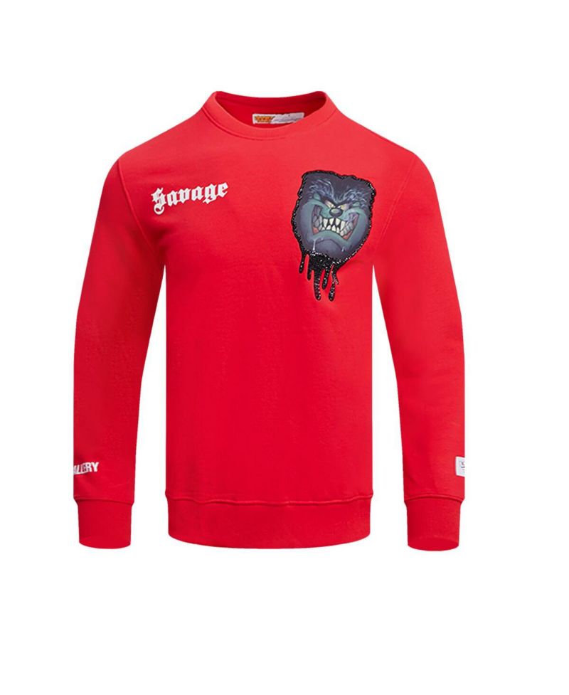Men's and Women's Red Looney Tunes Taz Savage Horror Pullover Sweatshirt