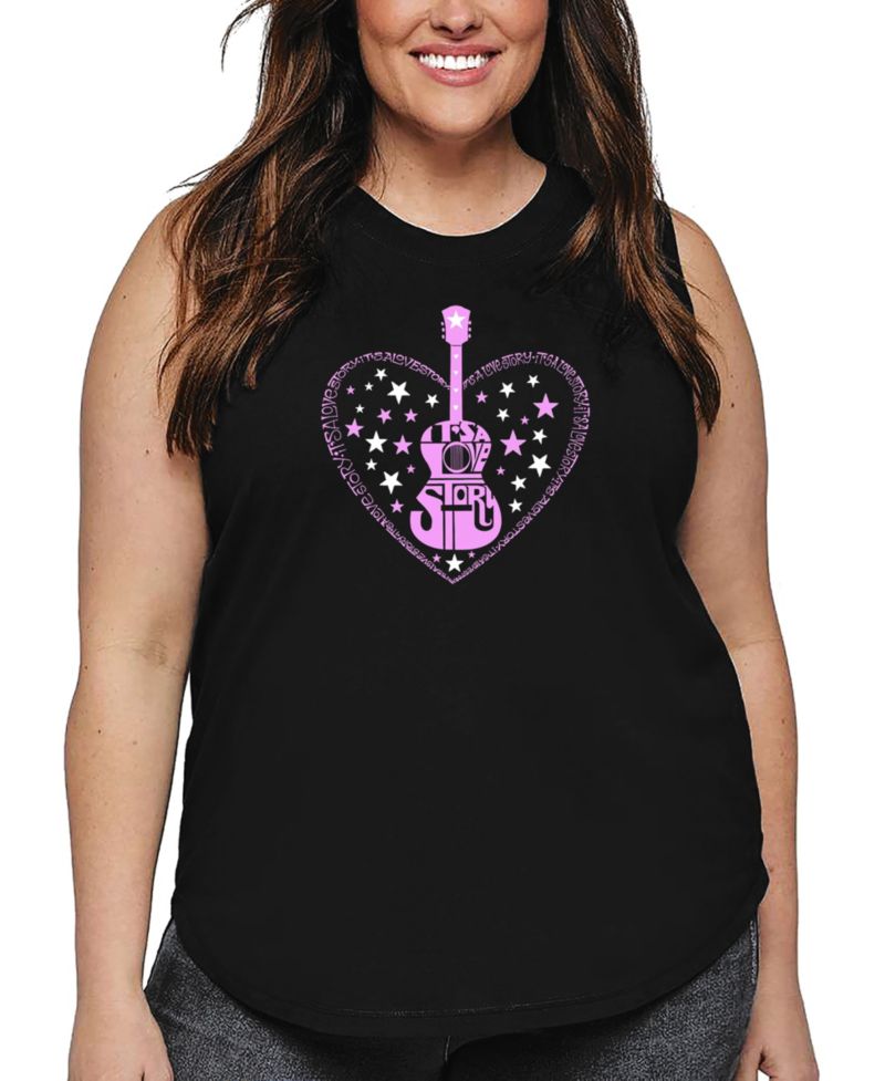 Plus Size It's A Love Story Word Art Tank Top