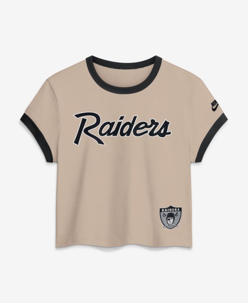 Women's Las Vegas Raiders Rewind Ringer Mod Cropped T-Shirt